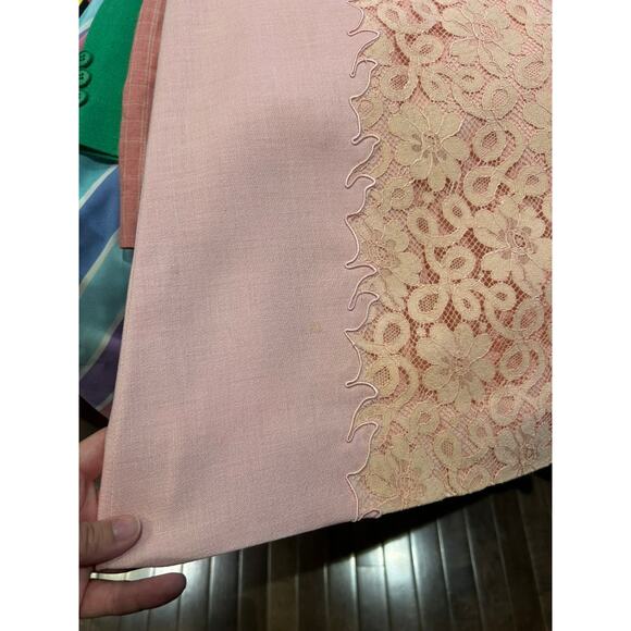 Vintage 60s Henry Lee Pink Lace Shift Dress M/L Bow Detail Designer Mod Costume - Picture 10 of 11